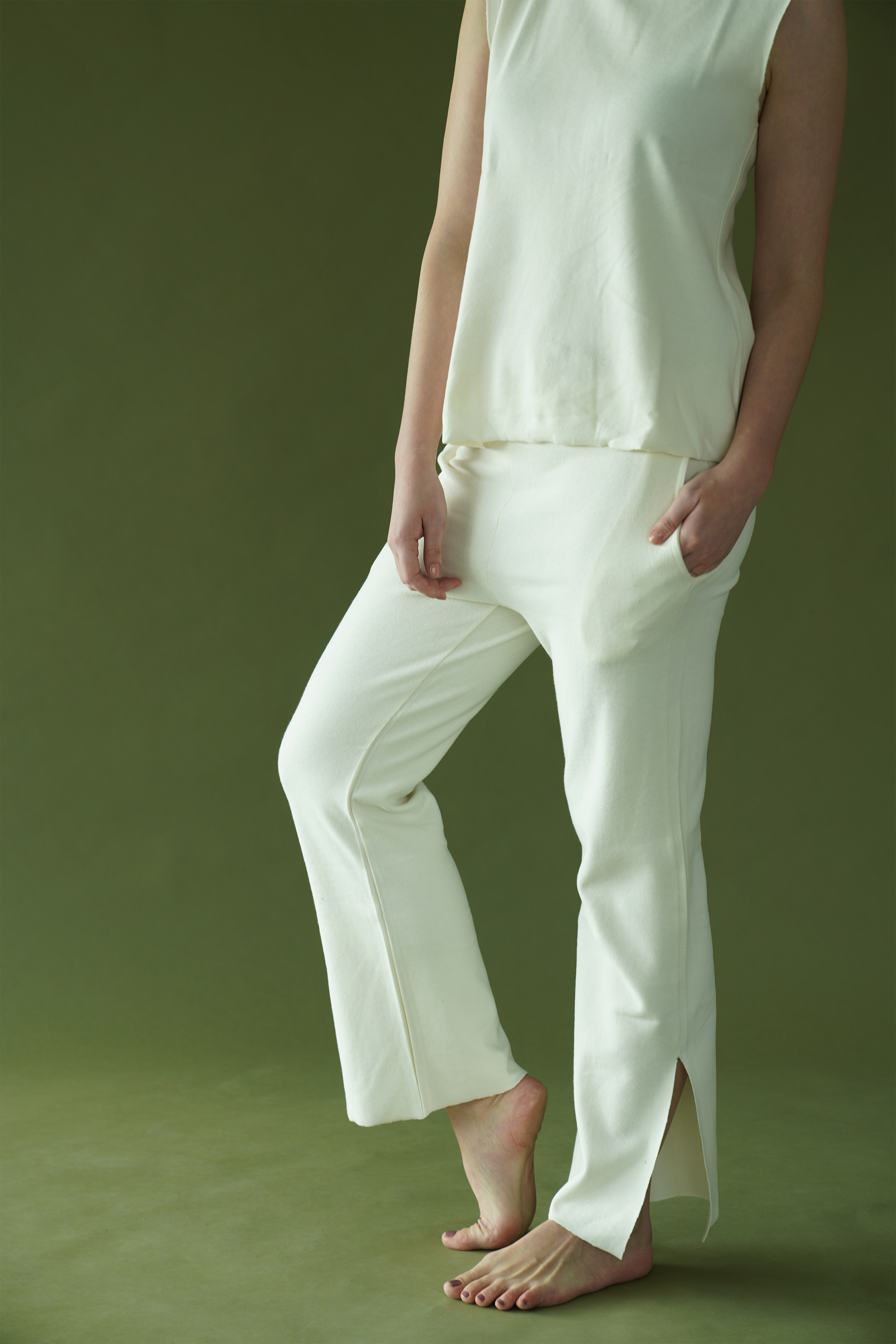 Classic Cotton Cashmere — Side Slit Trousers